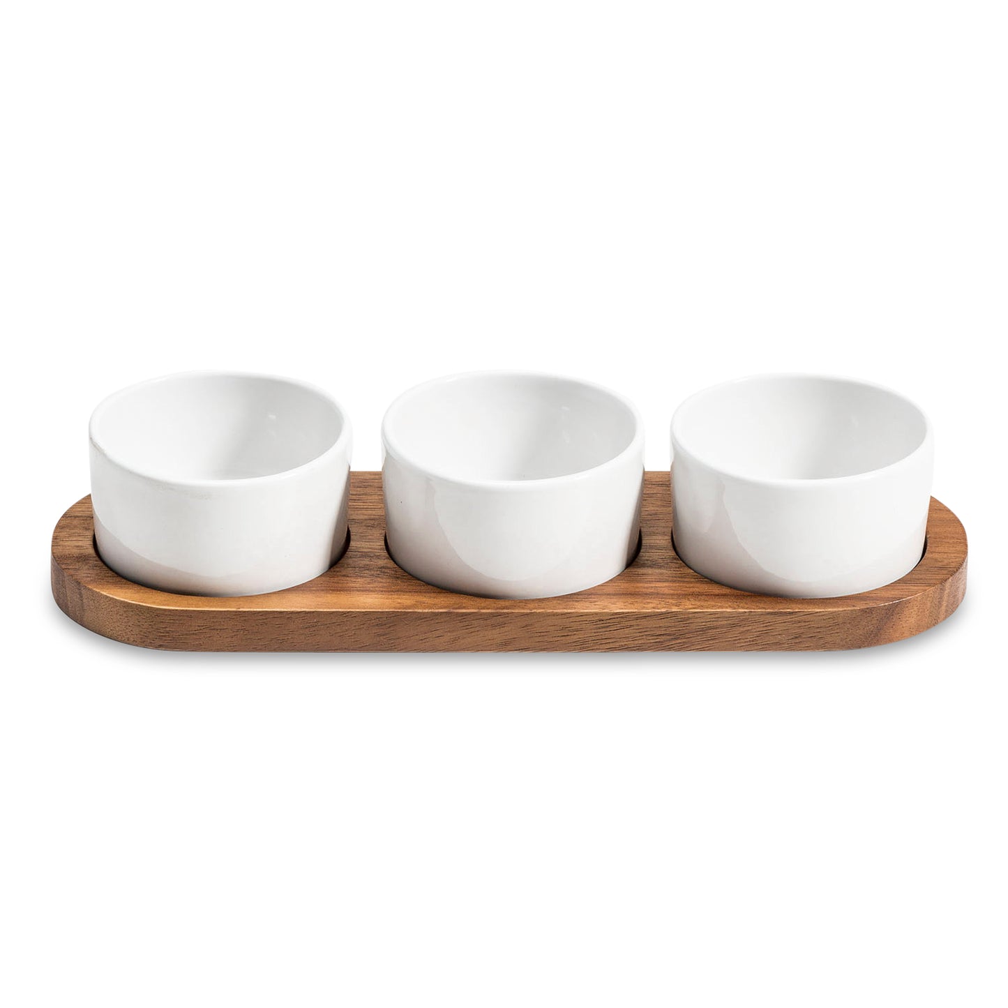 Condiment Serving Set - 3 Ceramic Bowls with Lids